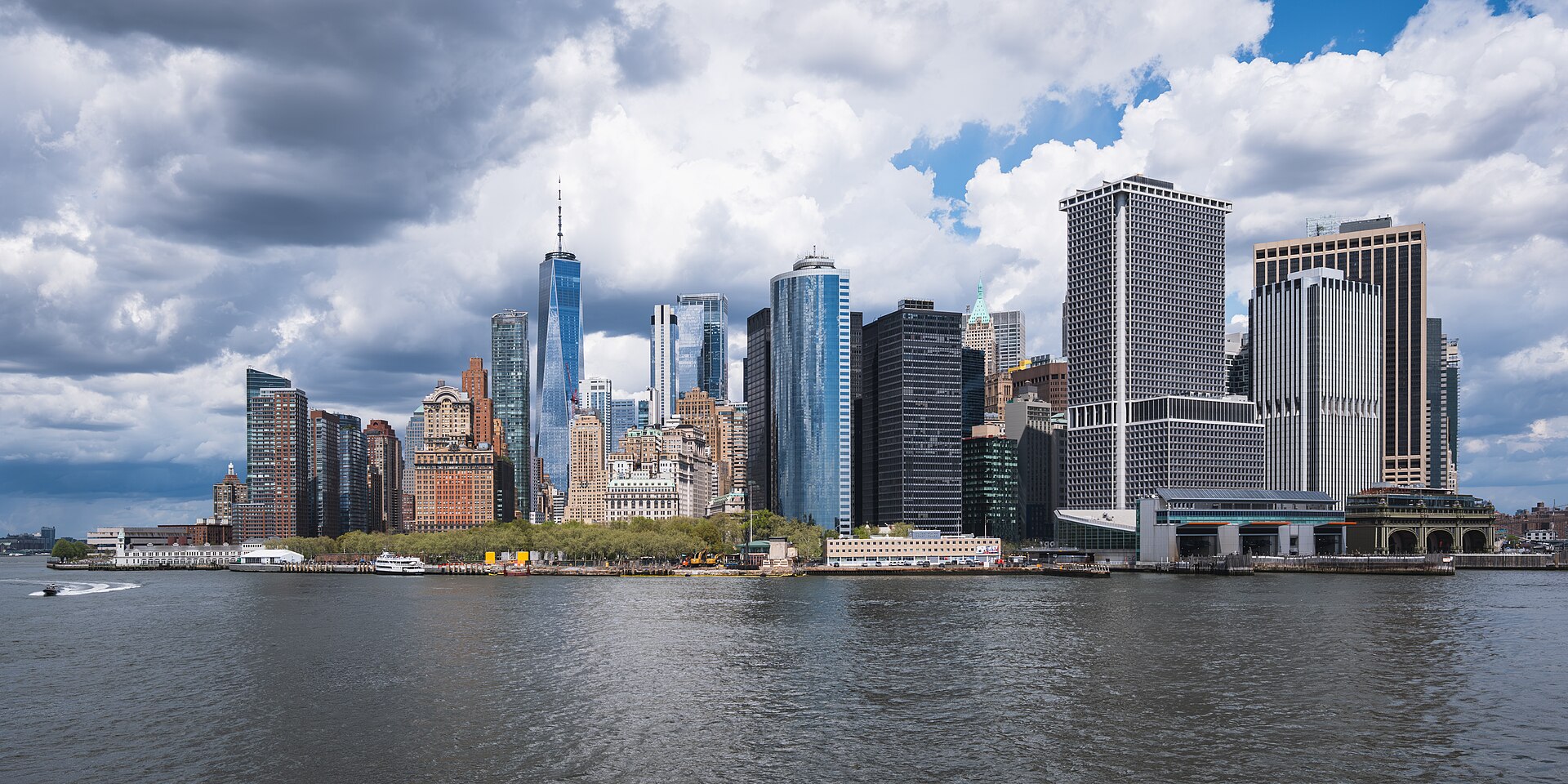 Lower Manhattan and the harbor in New York City