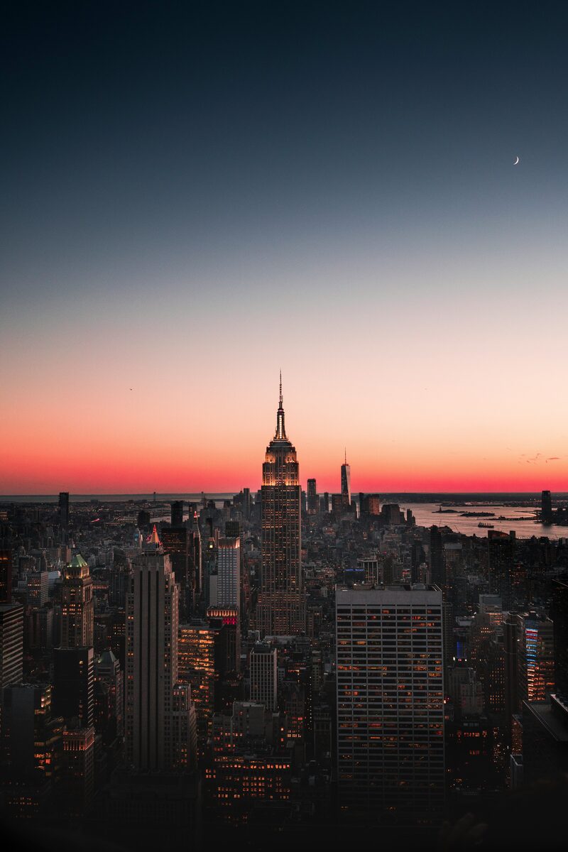 The Empire State Building above New York rooftops